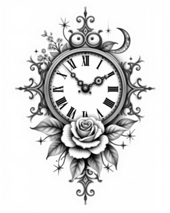 sunset love clock tattoo
