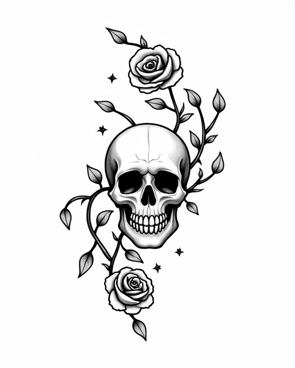 swirling rose vines design