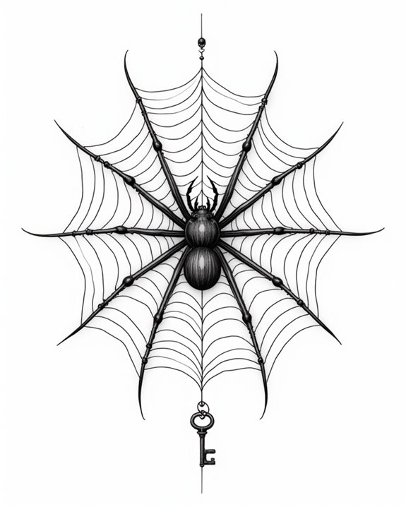 symbols woven into web