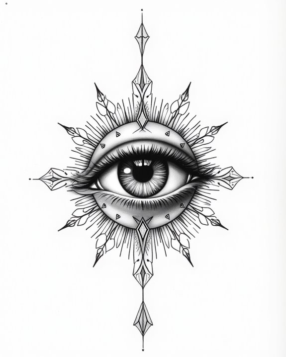 symmetrical geometric eye tattoos