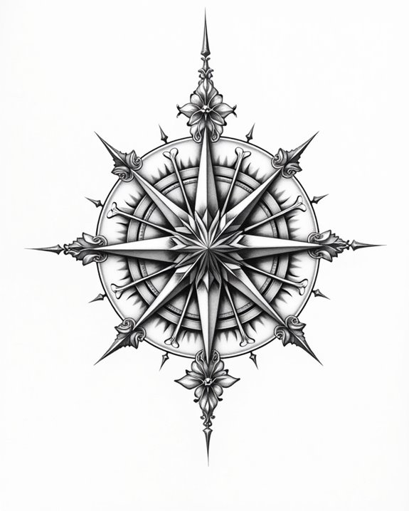 symmetrical mandala compass design