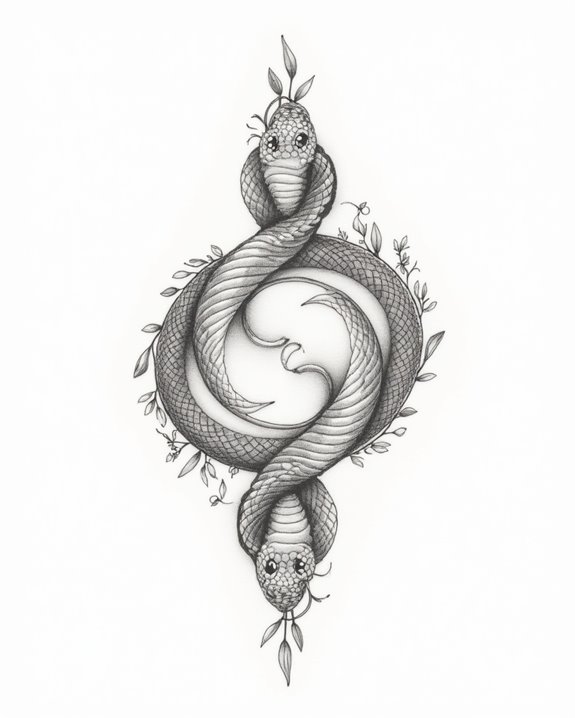 symmetrical serpent harmony tattoo