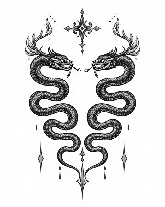 symmetrical snake mirror tattoo