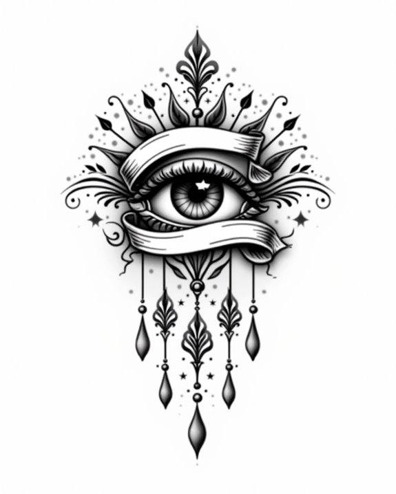 teardrop eye banner tattoo
