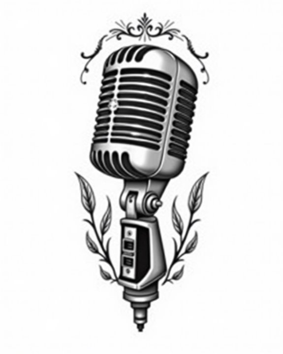 timeless retro microphone tattoo
