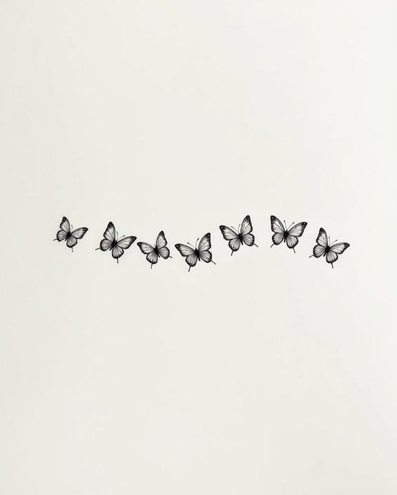 tiny fluttering butterfly row