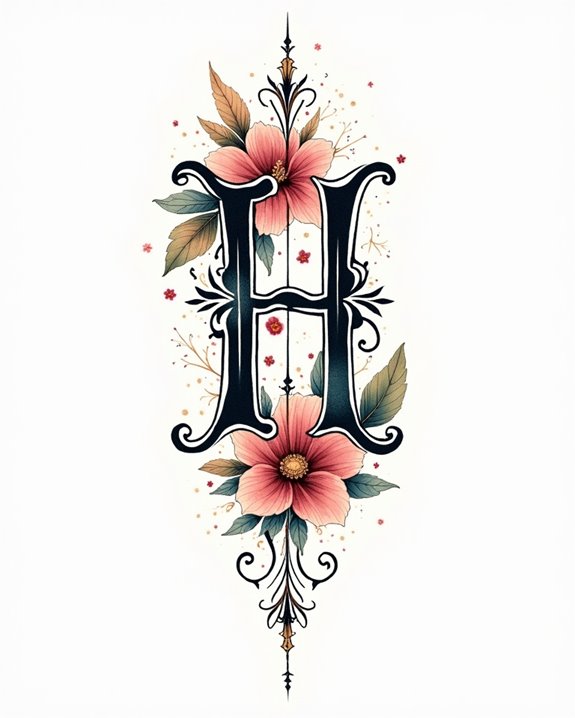 vibrant abstract initial tattoos