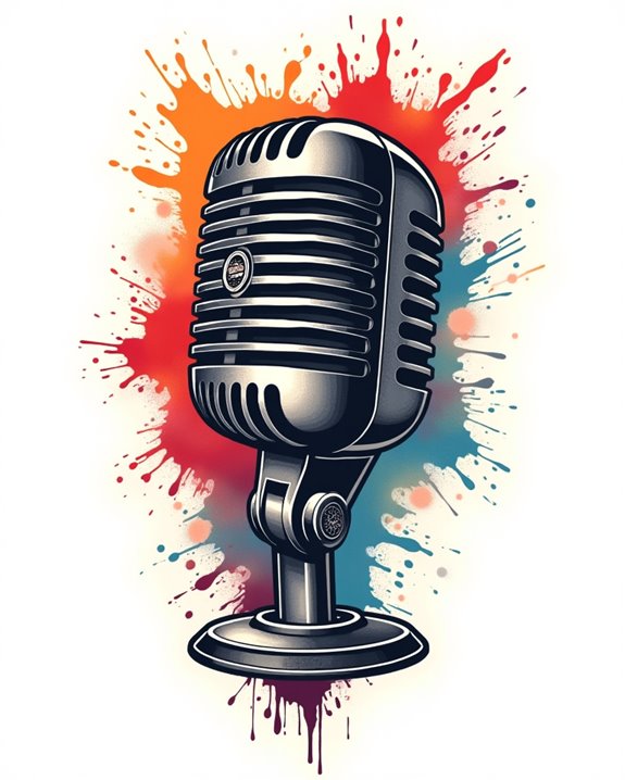 vibrant artistic microphone ink