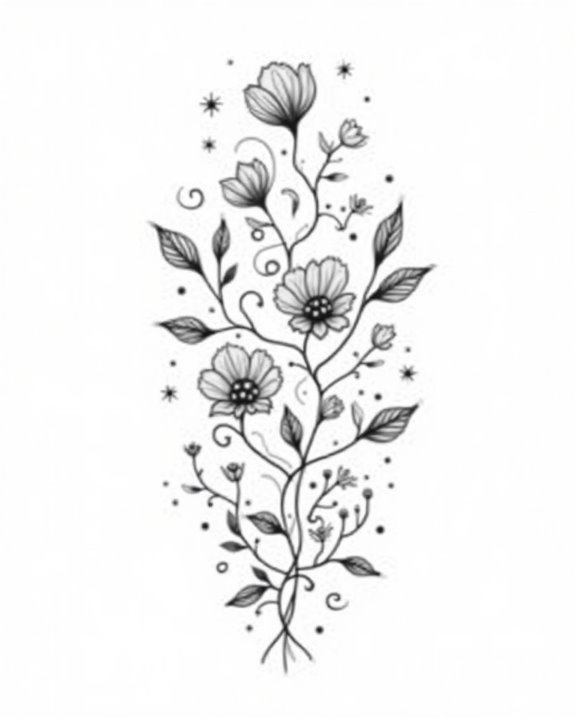 vibrant botanical tattoo details