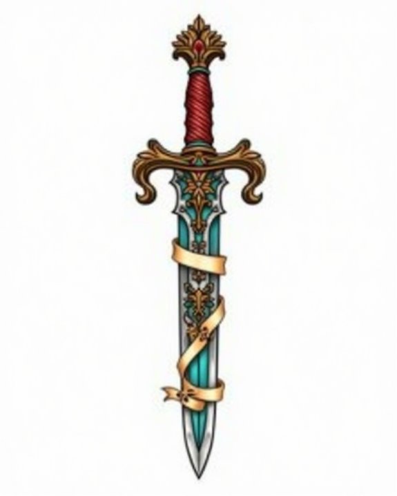 vibrant colorful symbolic dagger