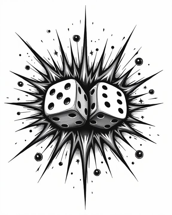 vibrant comic dice explosion