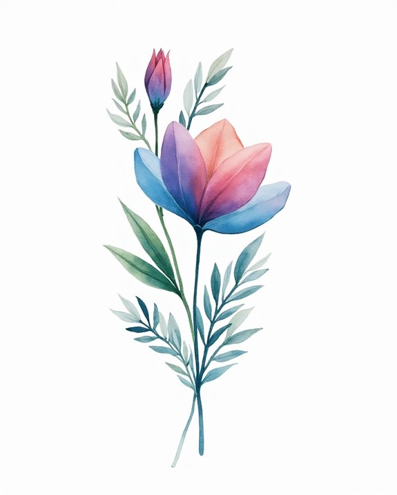 vibrant floral watercolor tattoos