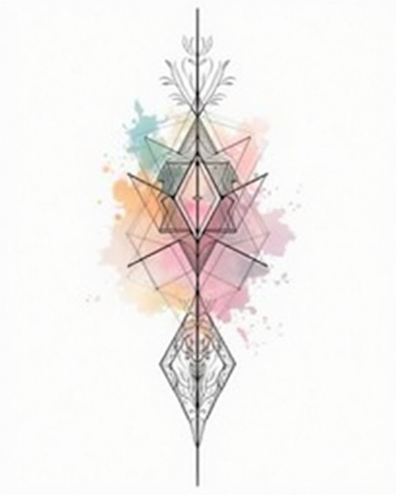 vibrant geometric watercolor fusion