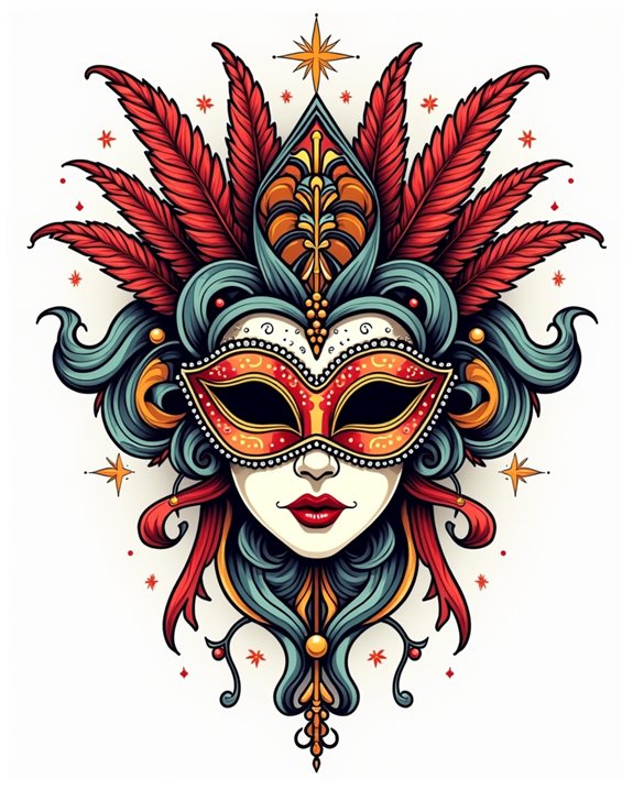 vibrant masked celebration art