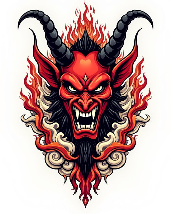 vibrant neo traditional devil art