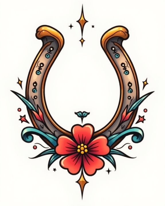 vibrant nostalgic horseshoe design