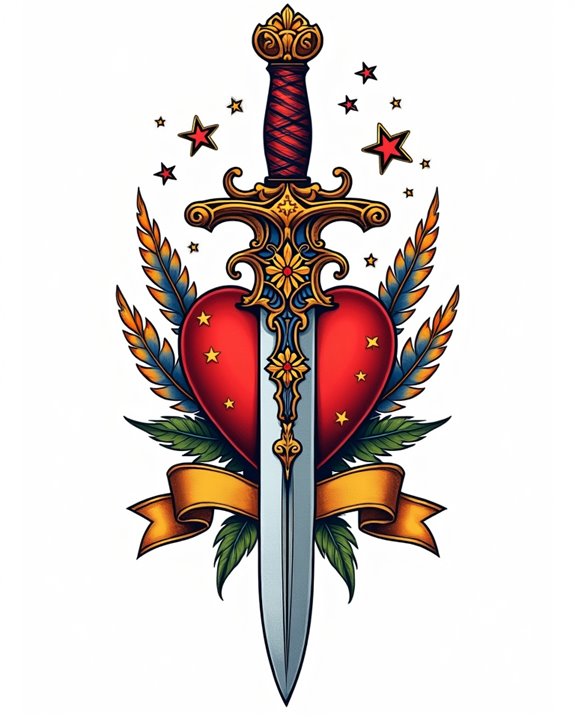 vibrant passionate heart dagger