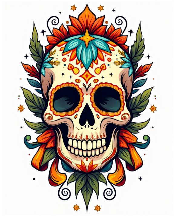 vibrant playful skull artwork