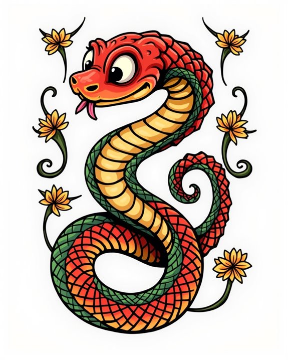vibrant playful snake design
