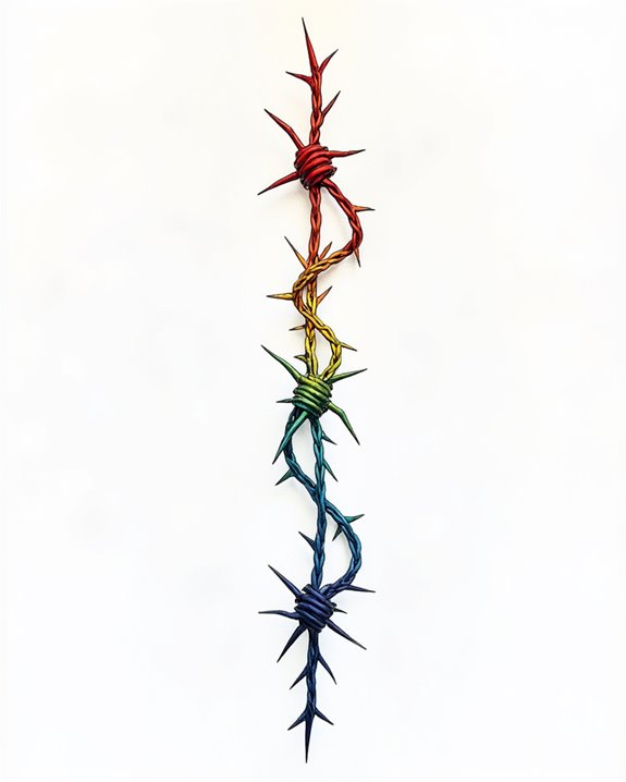 vibrant rainbow barbed wire