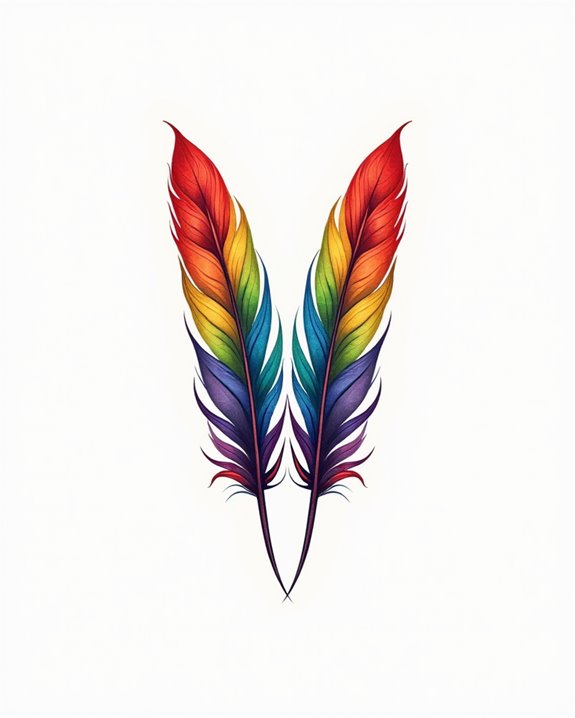 vibrant rainbow feather elegance