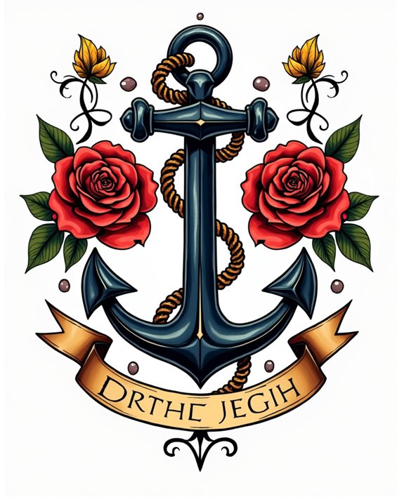 vibrant sailor anchor tattoos