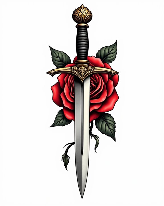 vibrant traditional rose tattoo