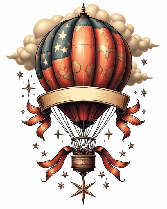 vibrant vintage airship symbols
