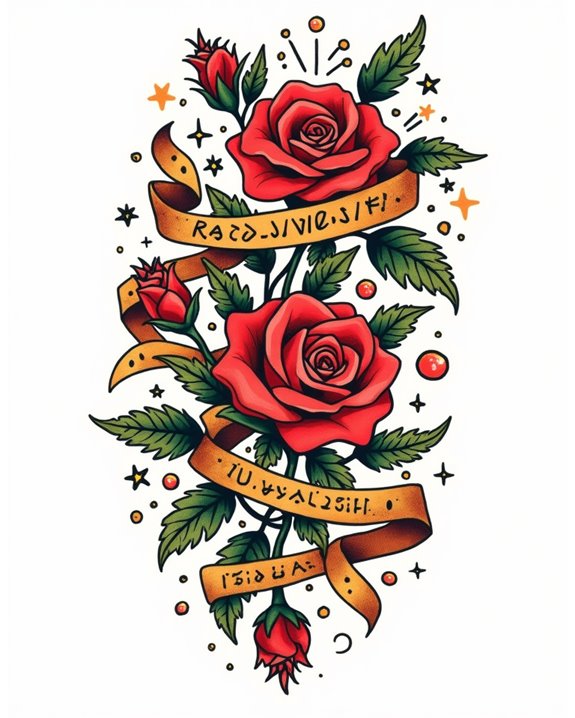 vibrant vintage floral tattoo