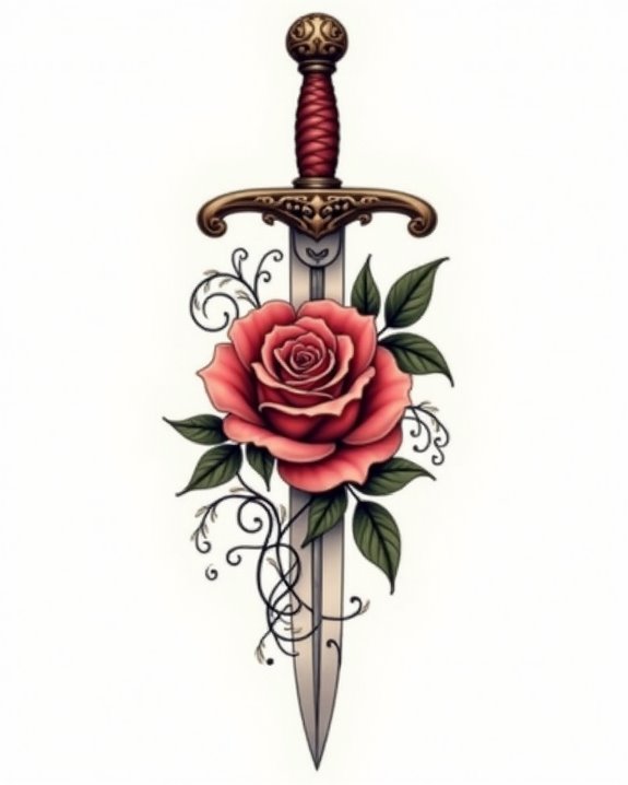 vibrant vintage rose tattoos