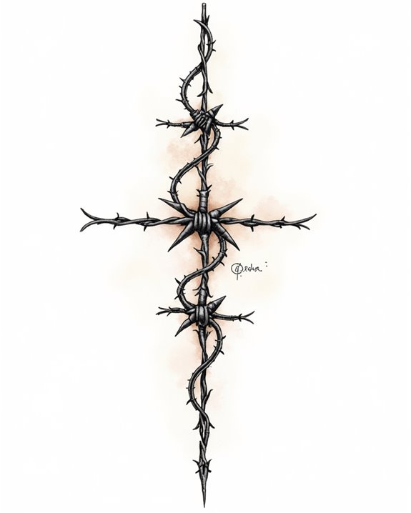 vibrant watercolor barbed wire