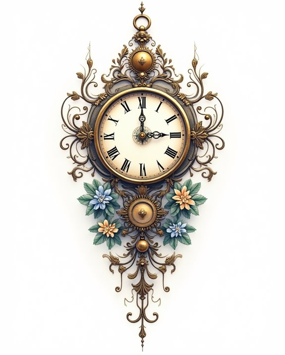 vibrant watercolor clock tattoos