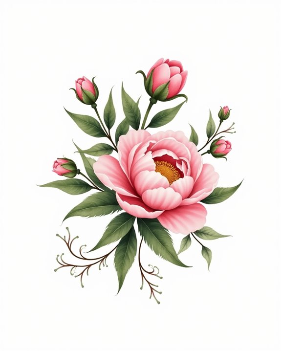 vibrant watercolor floral tattoo