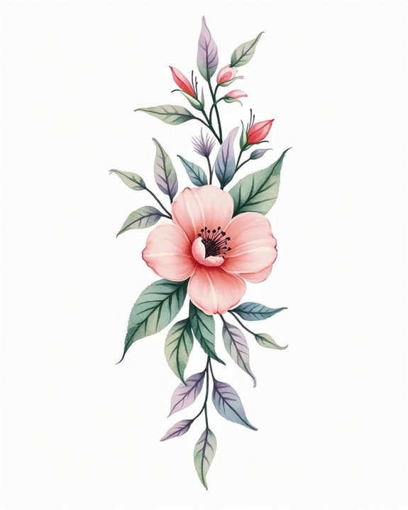 vibrant watercolor floral tattoos