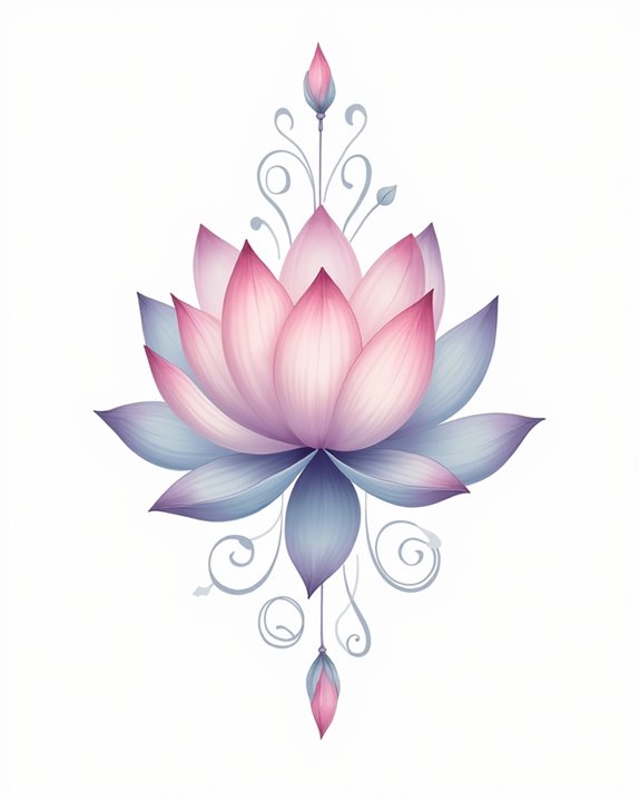 vibrant watercolor lotus tattoo