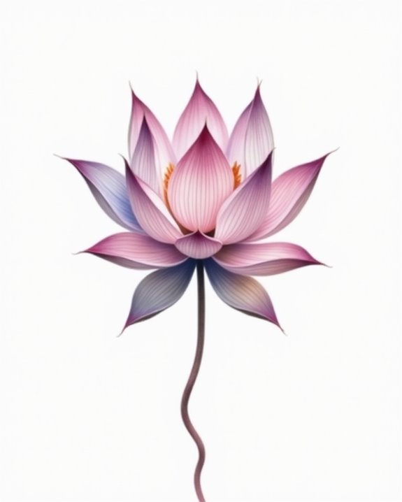 vibrant watercolor lotus tattoo