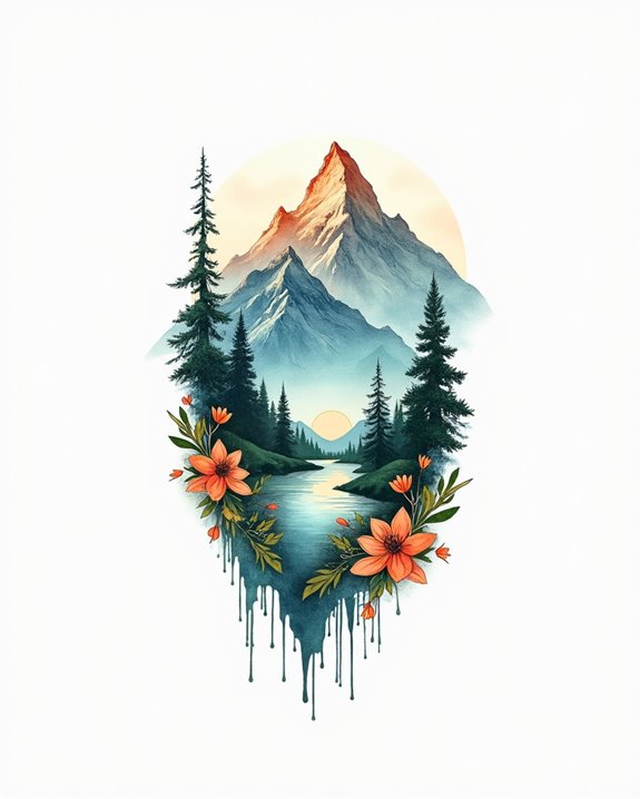 vibrant watercolor nature landscapes