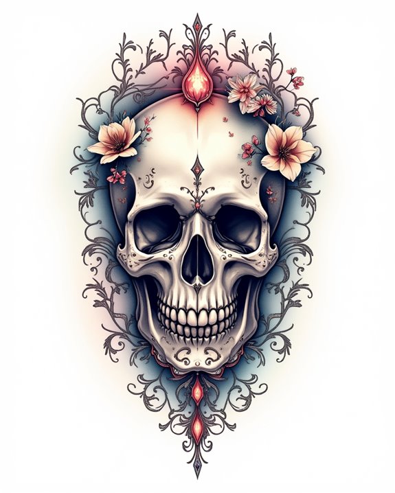 vibrant watercolor skull tattoos