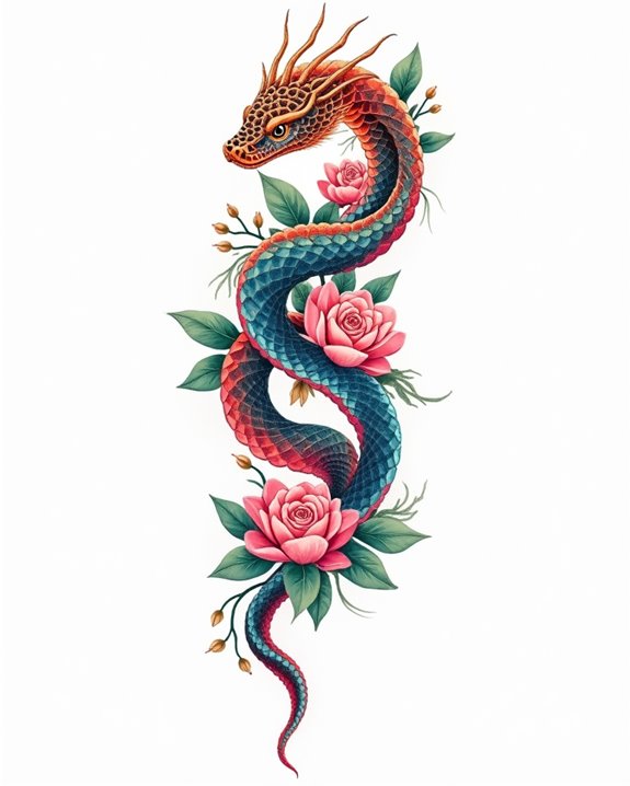 vibrant watercolor snake imagery