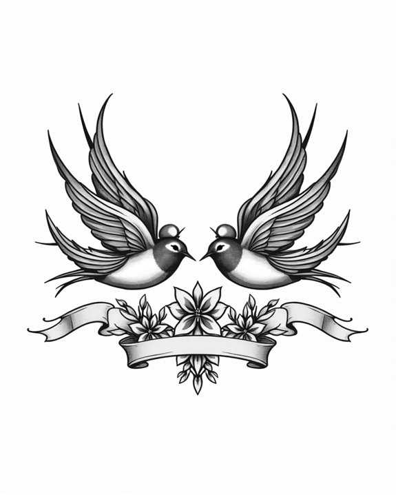 vintage bird inspired tattoo duo