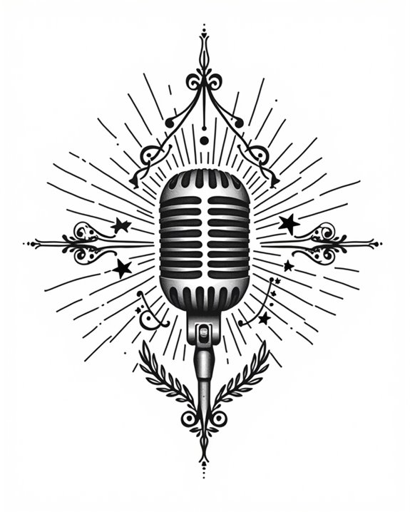 vintage broadcast microphone silhouette