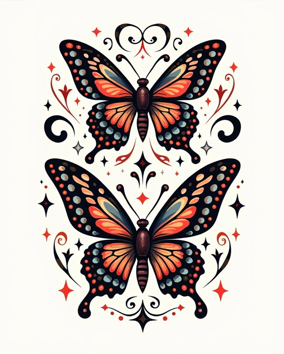 vintage butterfly wing tattoo