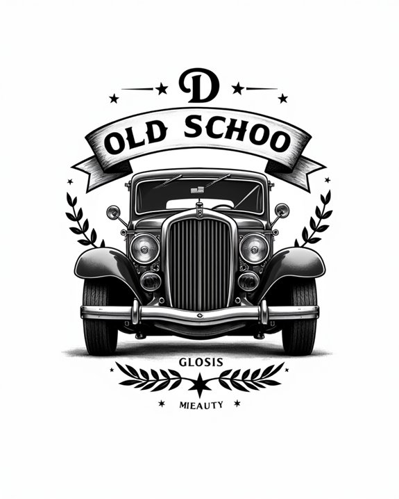 vintage car initials tattoo