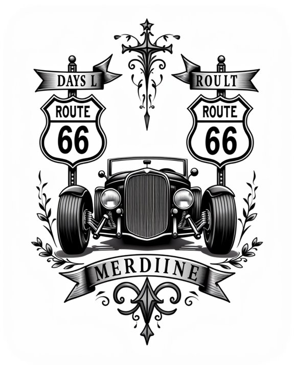 vintage car meets route 66
