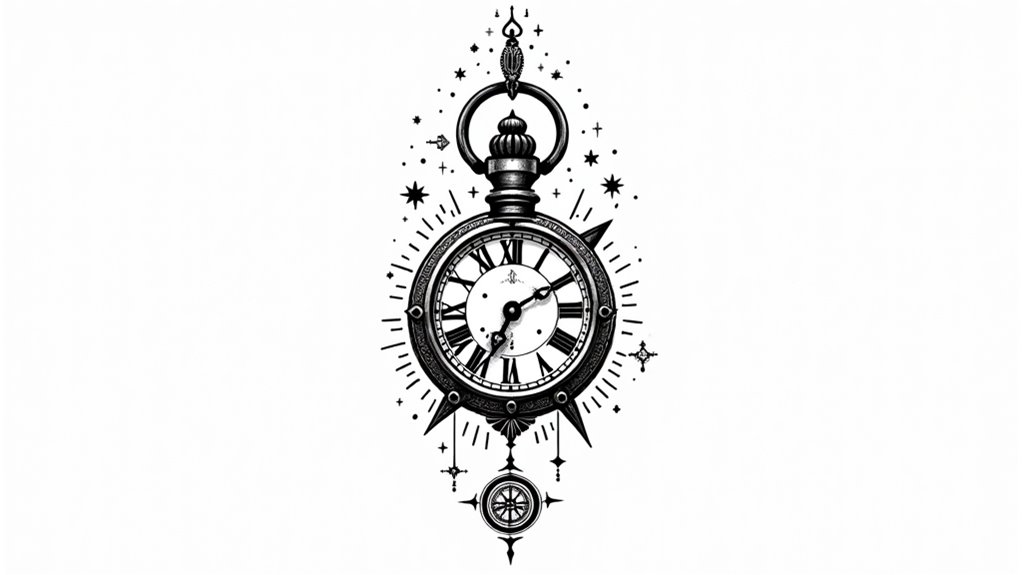 vintage clock tattoo designs