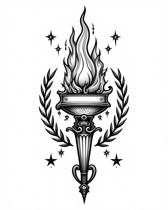 vintage flame inspired tattoo design