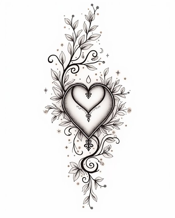 vintage flourished heart tattoos