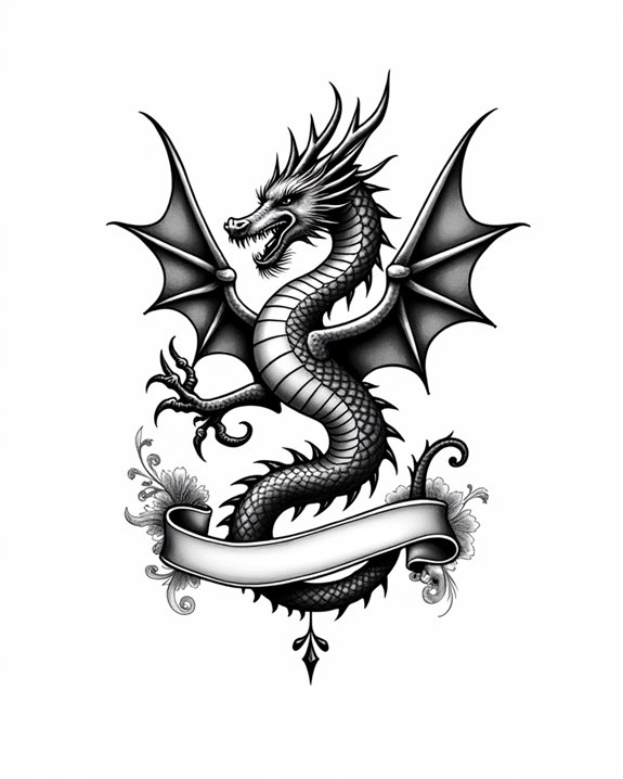 vintage flying dragon scene
