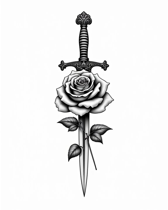 vintage gothic floral tattoo