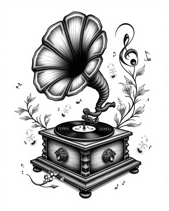 vintage gramophone inspired ink